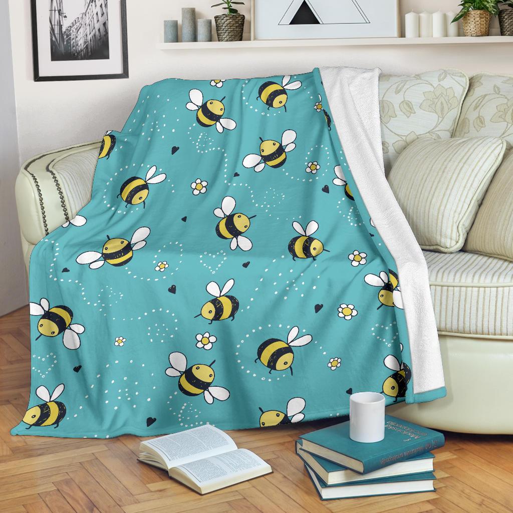 Bee Pattern Print Design BEE02 Fleece Blankete