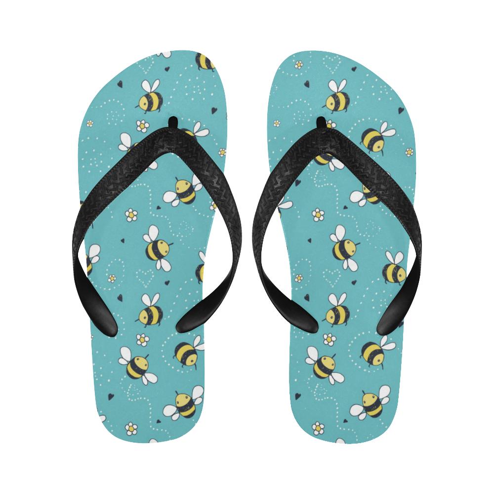 Bee Pattern Print Design BEE02 Flip Flops-JorJune