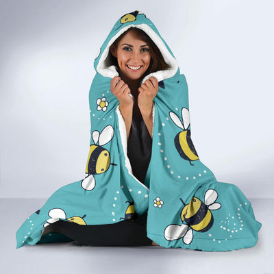 Bee Pattern Print Design BEE02 Hooded Blanket-JORJUNE.COM