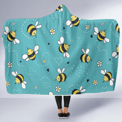 Bee Pattern Print Design BEE02 Hooded Blanket-JORJUNE.COM