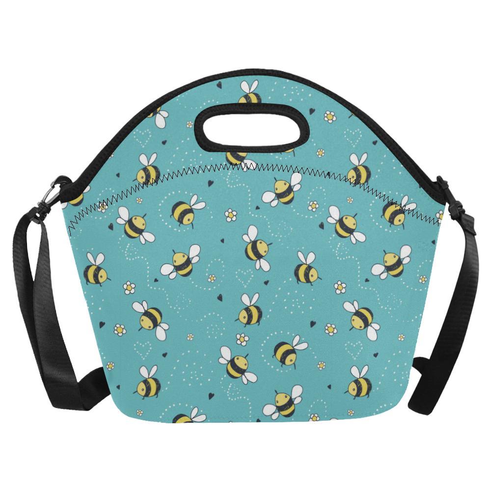 Bee Pattern Print Design BEE02 Neoprene Lunch Bag-JorJune