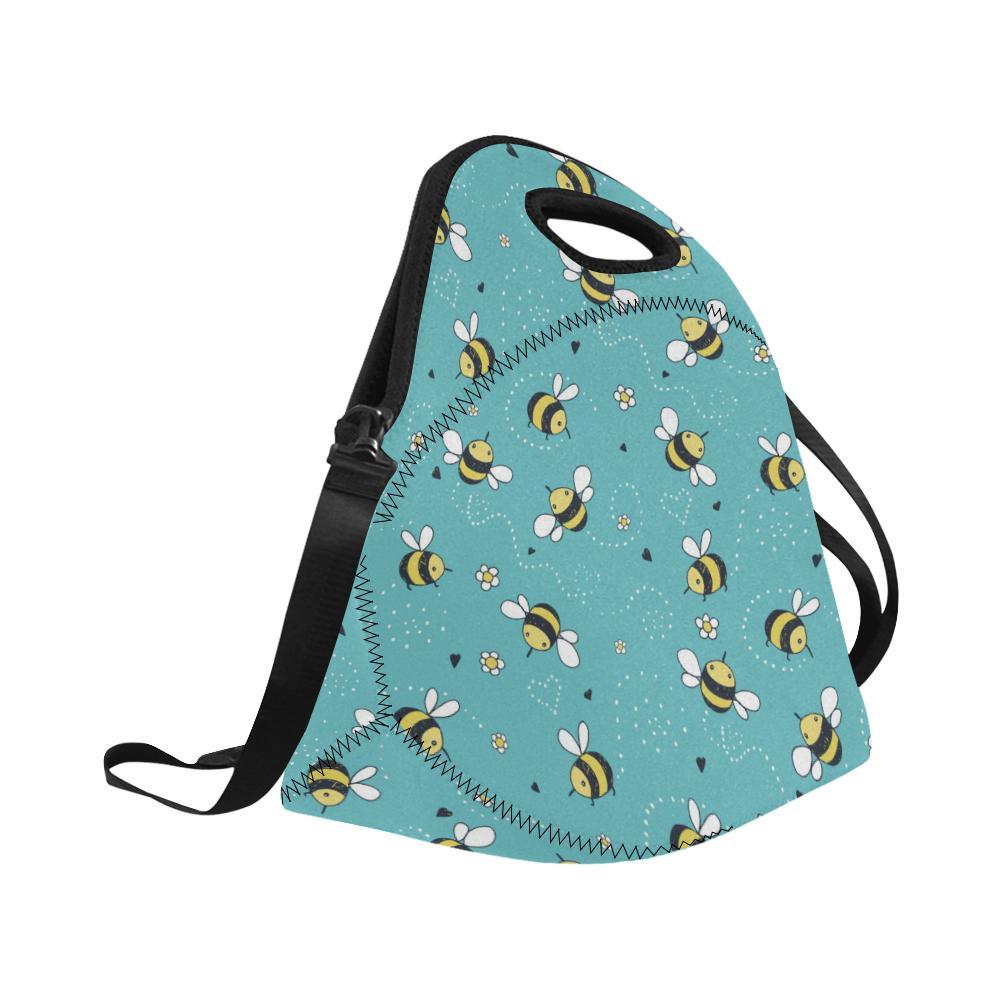Bee Pattern Print Design BEE02 Neoprene Lunch Bag-JorJune