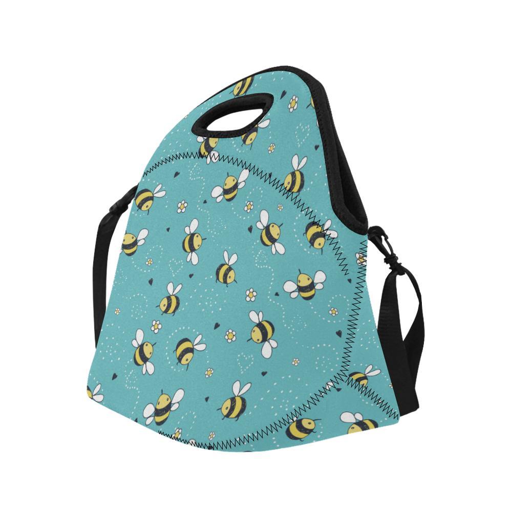 Bee Pattern Print Design BEE02 Neoprene Lunch Bag-JorJune
