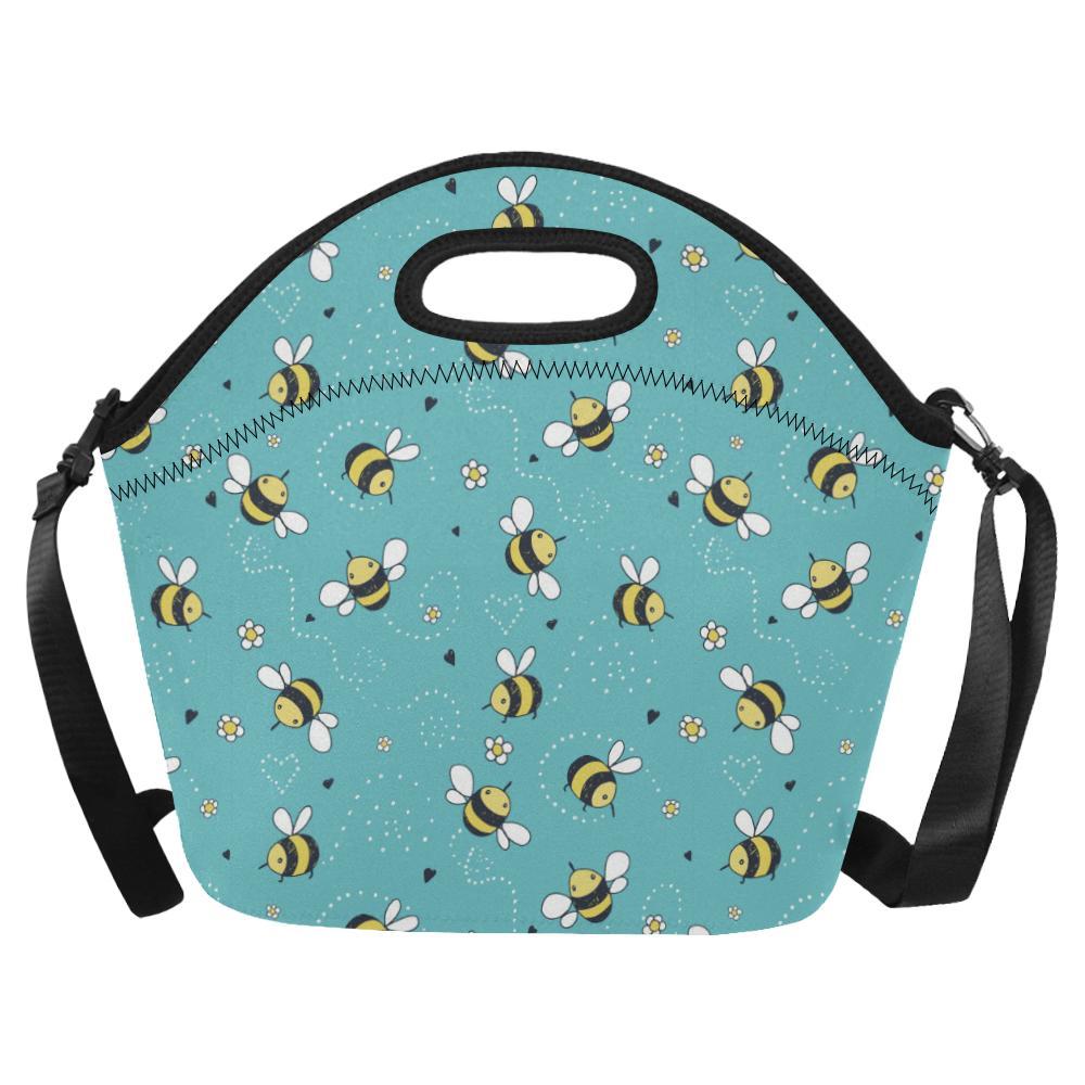 Bee Pattern Print Design BEE02 Neoprene Lunch Bag-JorJune