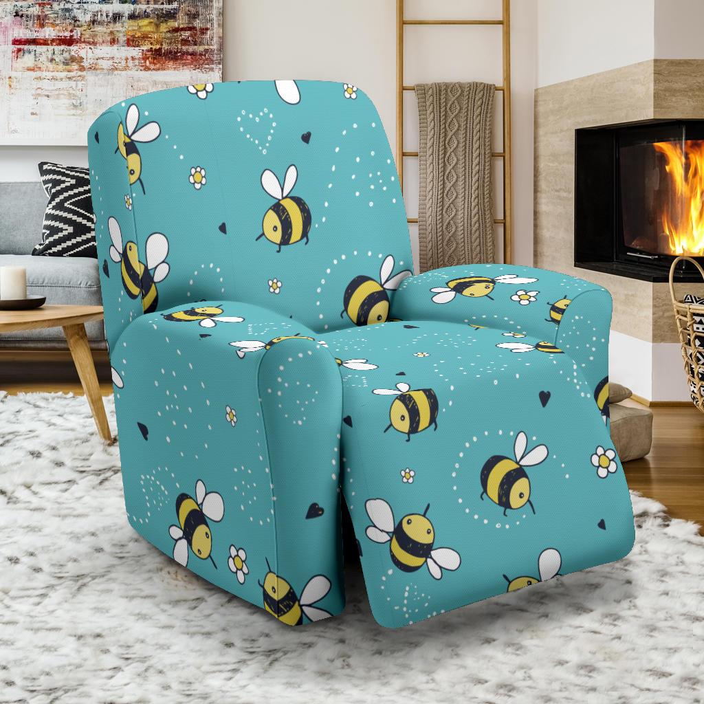 Bee Pattern Print Design BEE02 Recliner Slipcover-JORJUNE.COM