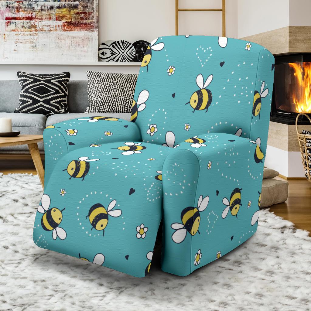 Bee Pattern Print Design BEE02 Recliner Slipcover-JORJUNE.COM