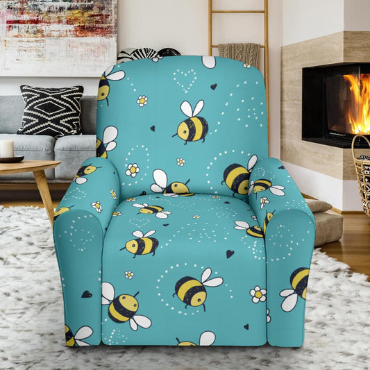 Bee Pattern Print Design BEE02 Recliner Slipcover-JORJUNE.COM