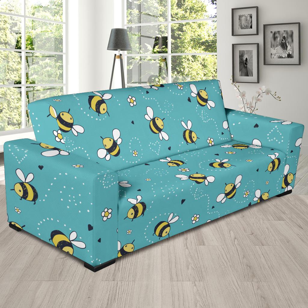 Bee Pattern Print Design BEE02 Sofa Slipcover-JORJUNE.COM