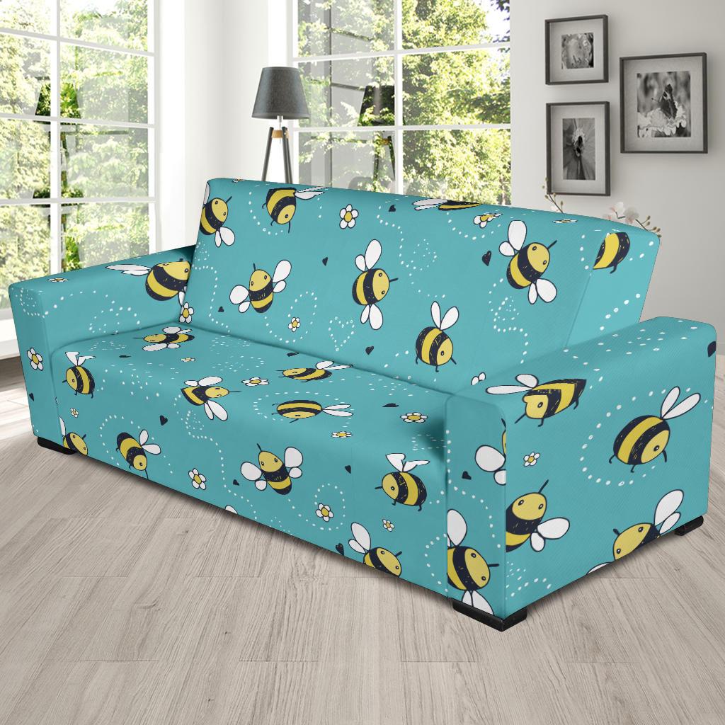 Bee Pattern Print Design BEE02 Sofa Slipcover-JORJUNE.COM