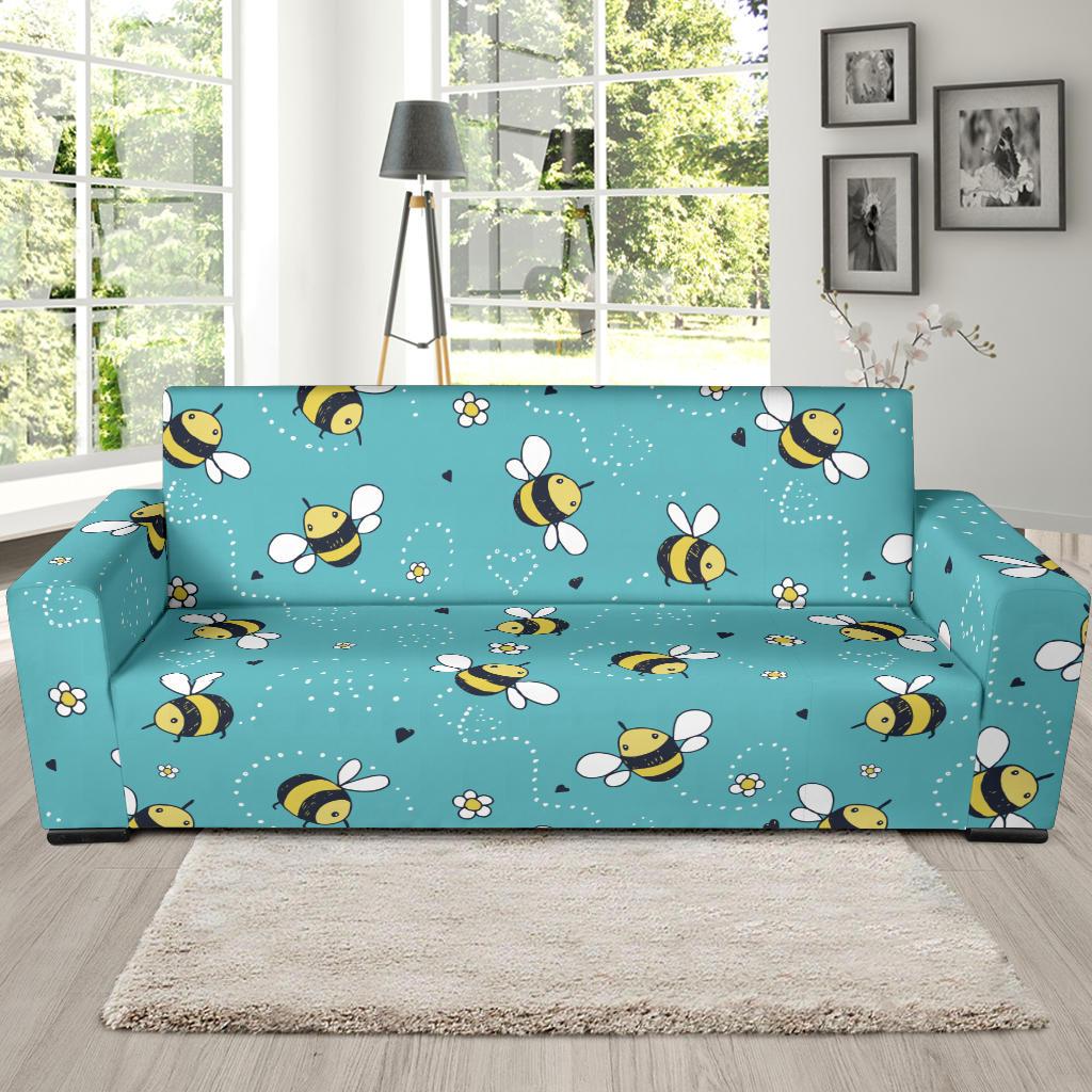 Bee Pattern Print Design BEE02 Sofa Slipcover-JORJUNE.COM