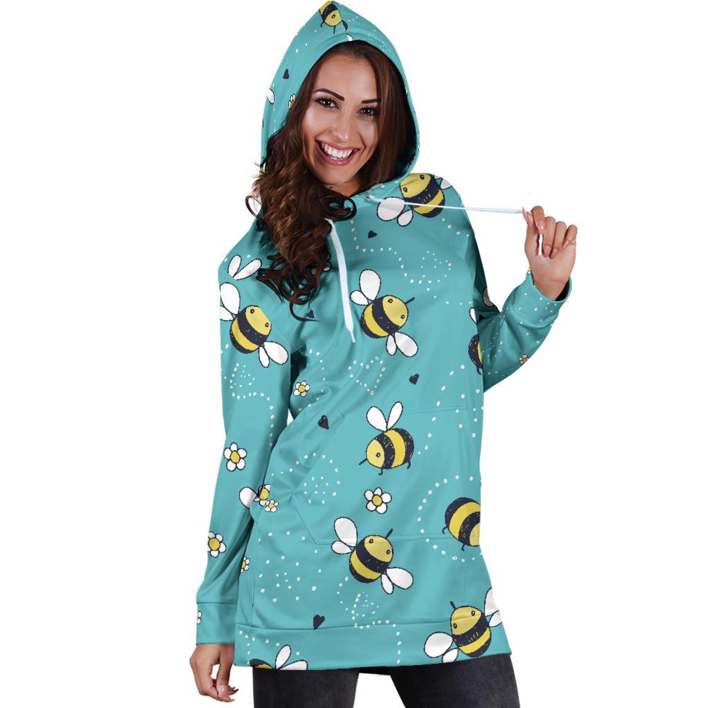 Bee Pattern Print Design BEE02 Women Hoodie Dress