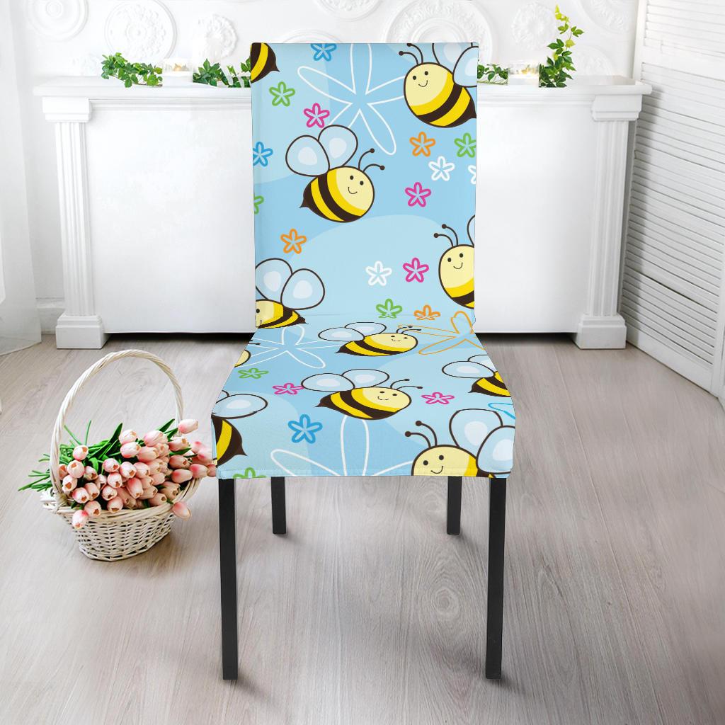 Bee Pattern Print Design BEE03 Dining Chair Slipcover-JORJUNE.COM