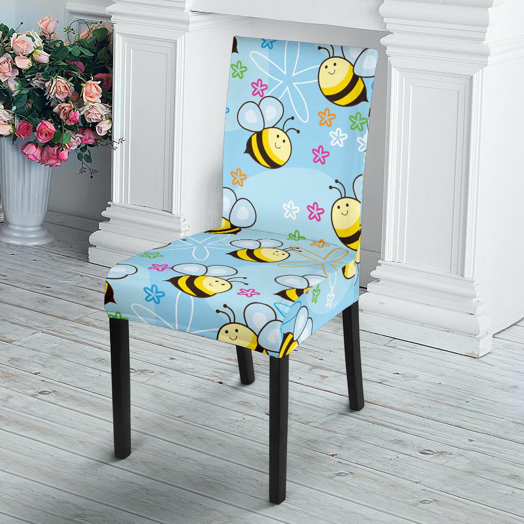 Bee Pattern Print Design BEE03 Dining Chair Slipcover-JORJUNE.COM
