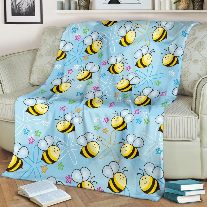 Bee Pattern Print Design BEE03 Fleece Blankete