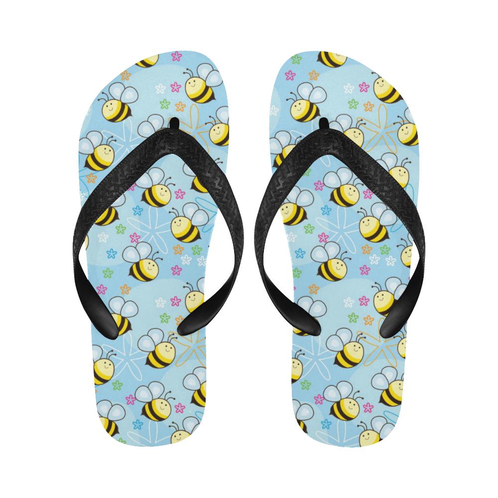 Bee Pattern Print Design BEE03 Flip Flops-JorJune