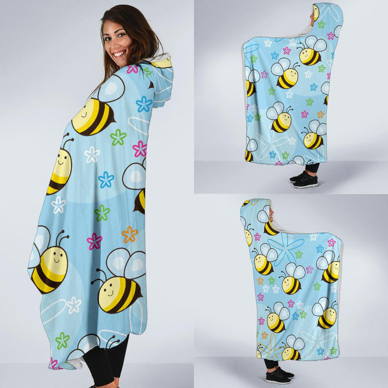 Bee Pattern Print Design BEE03 Hooded Blanket-JORJUNE.COM