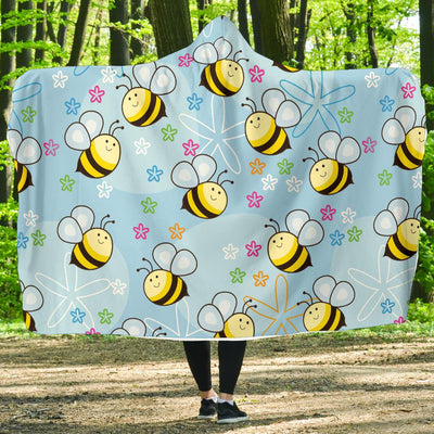 Bee Pattern Print Design BEE03 Hooded Blanket-JORJUNE.COM