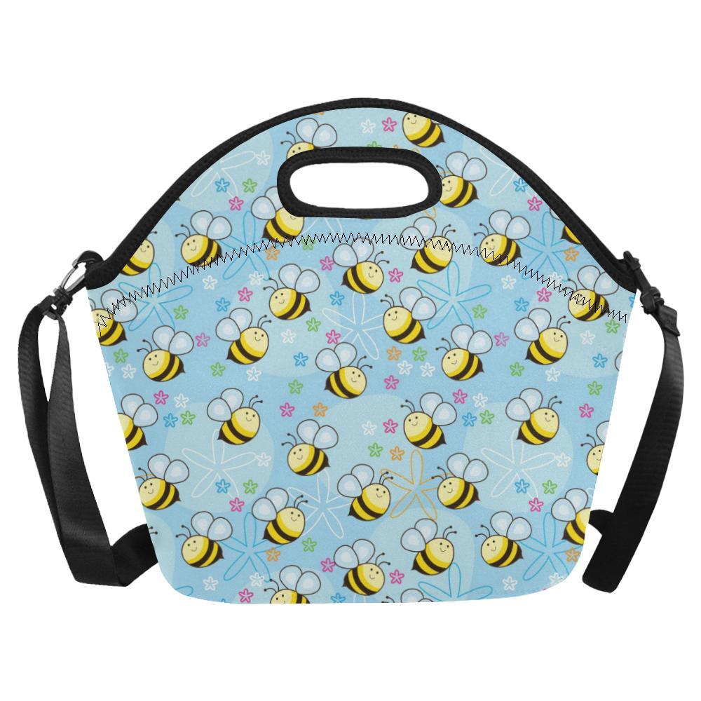 Bee Pattern Print Design BEE03 Neoprene Lunch Bag-JorJune