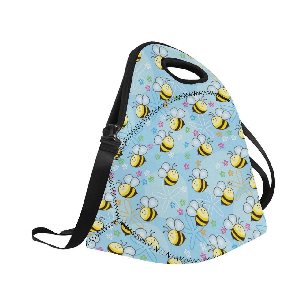 Bee Pattern Print Design BEE03 Neoprene Lunch Bag-JorJune