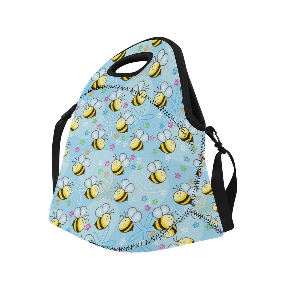 Bee Pattern Print Design BEE03 Neoprene Lunch Bag-JorJune