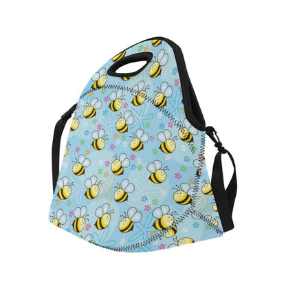 Bee Pattern Print Design BEE03 Neoprene Lunch Bag-JorJune