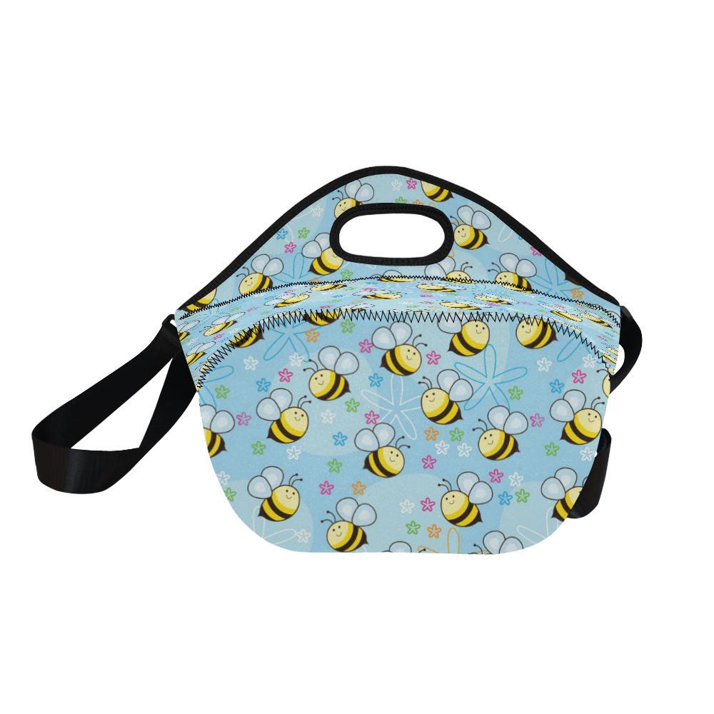 Bee Pattern Print Design BEE03 Neoprene Lunch Bag-JorJune