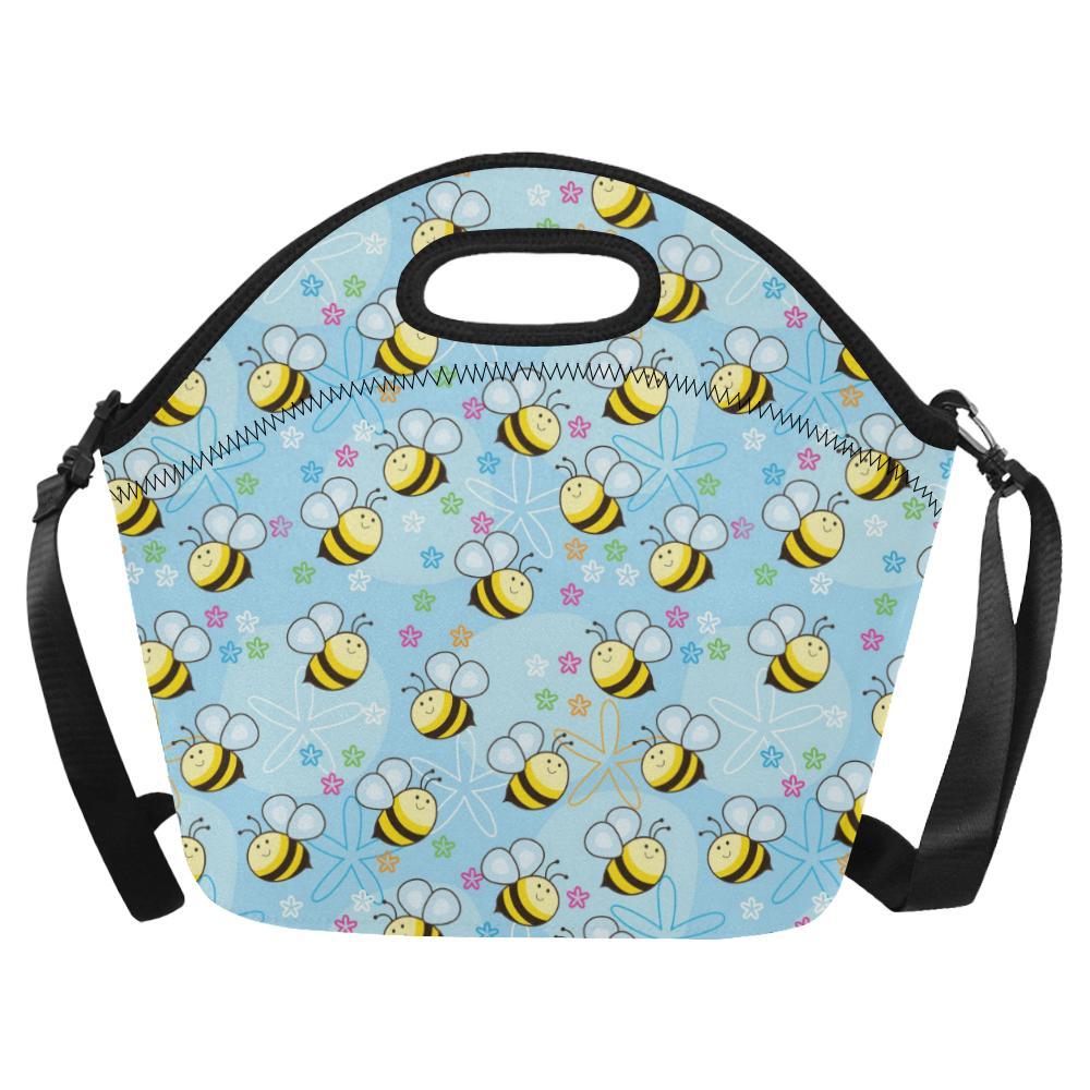 Bee Pattern Print Design BEE03 Neoprene Lunch Bag-JorJune