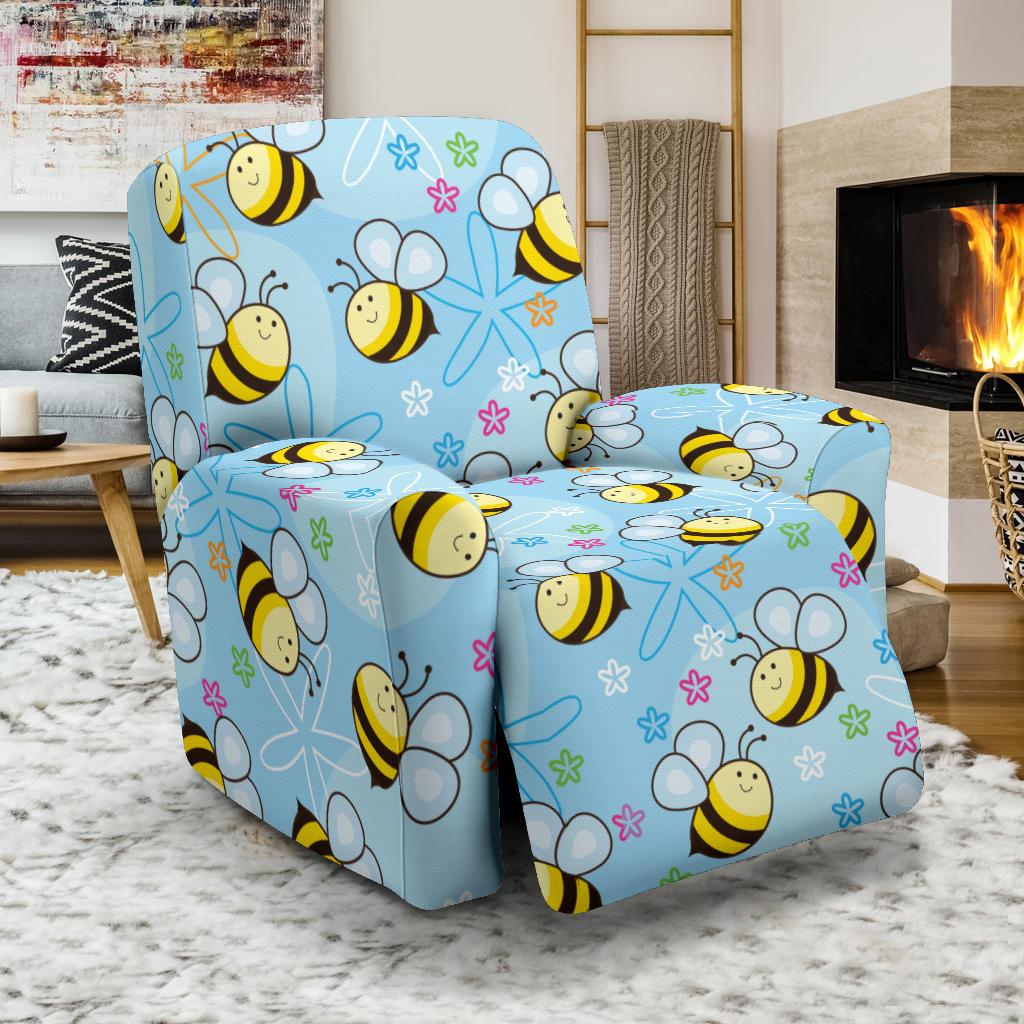 Bee Pattern Print Design BEE03 Recliner Slipcover-JORJUNE.COM