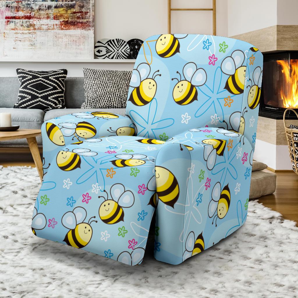 Bee Pattern Print Design BEE03 Recliner Slipcover-JORJUNE.COM