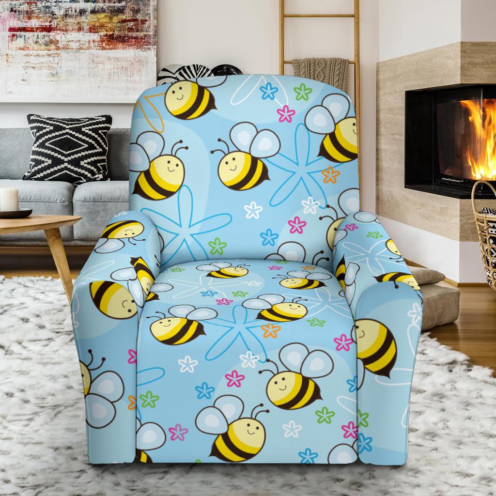 Bee Pattern Print Design BEE03 Recliner Slipcover-JORJUNE.COM