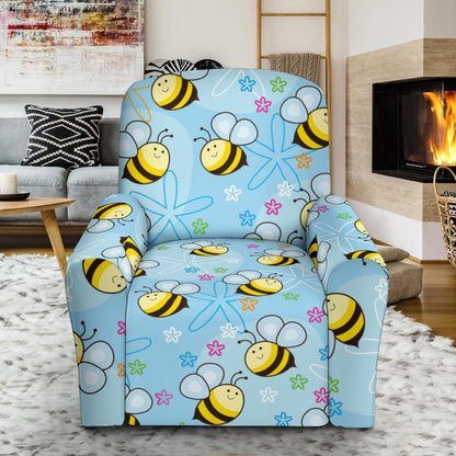 Bee Pattern Print Design BEE03 Recliner Slipcover-JORJUNE.COM