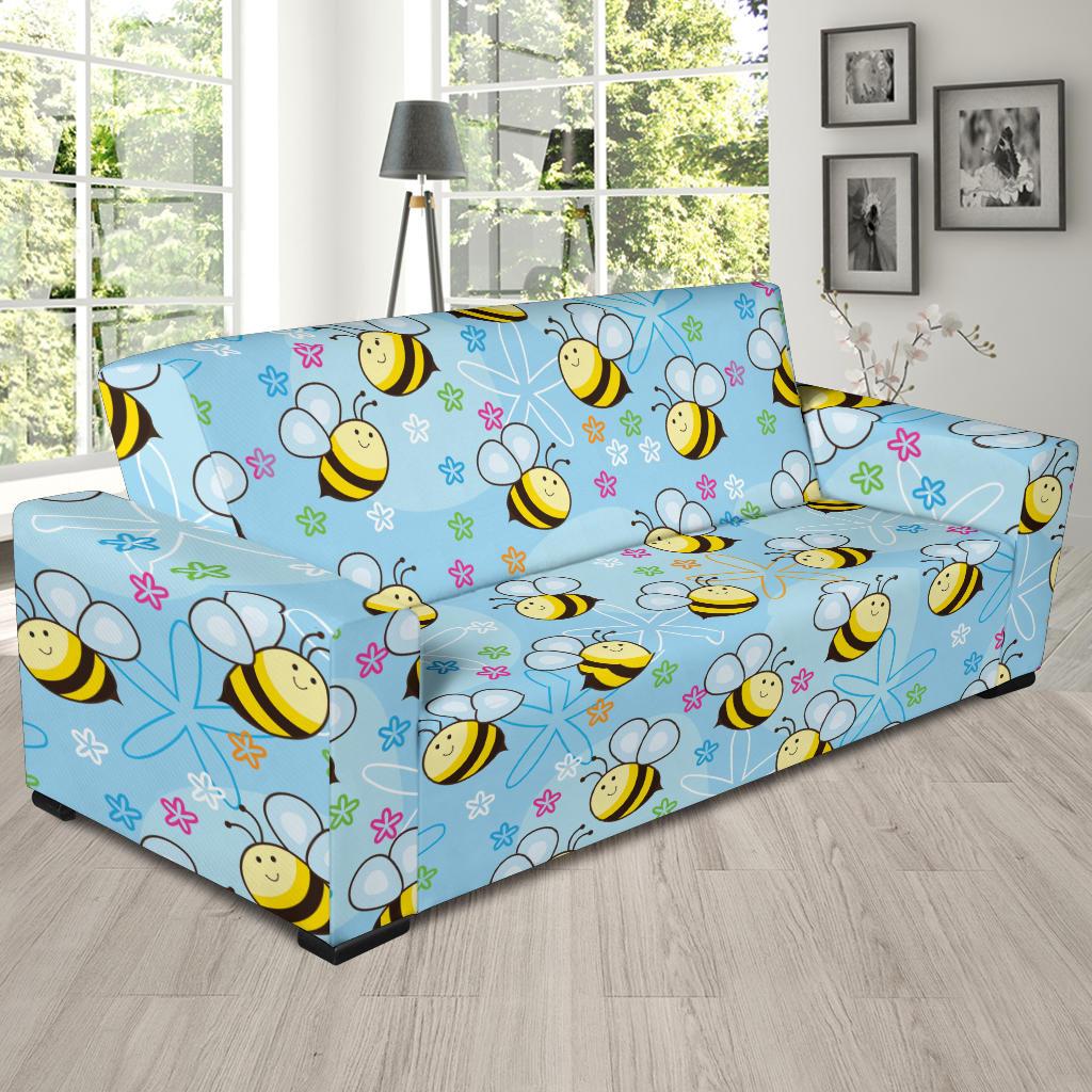 Bee Pattern Print Design BEE03 Sofa Slipcover-JORJUNE.COM