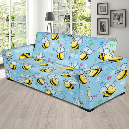 Bee Pattern Print Design BEE03 Sofa Slipcover-JORJUNE.COM