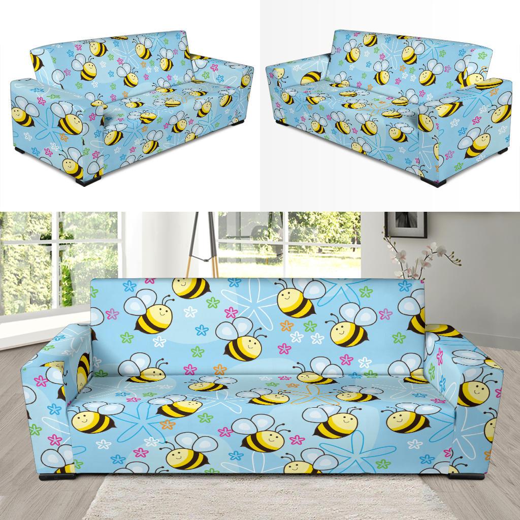 Bee Pattern Print Design BEE03 Sofa Slipcover-JORJUNE.COM