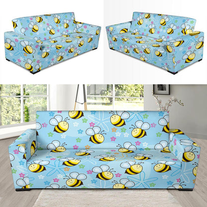 Bee Pattern Print Design BEE03 Sofa Slipcover-JORJUNE.COM