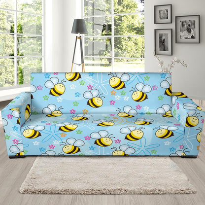 Bee Pattern Print Design BEE03 Sofa Slipcover-JORJUNE.COM