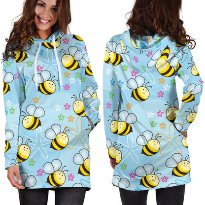 Bee Pattern Print Design BEE03 Women Hoodie Dress