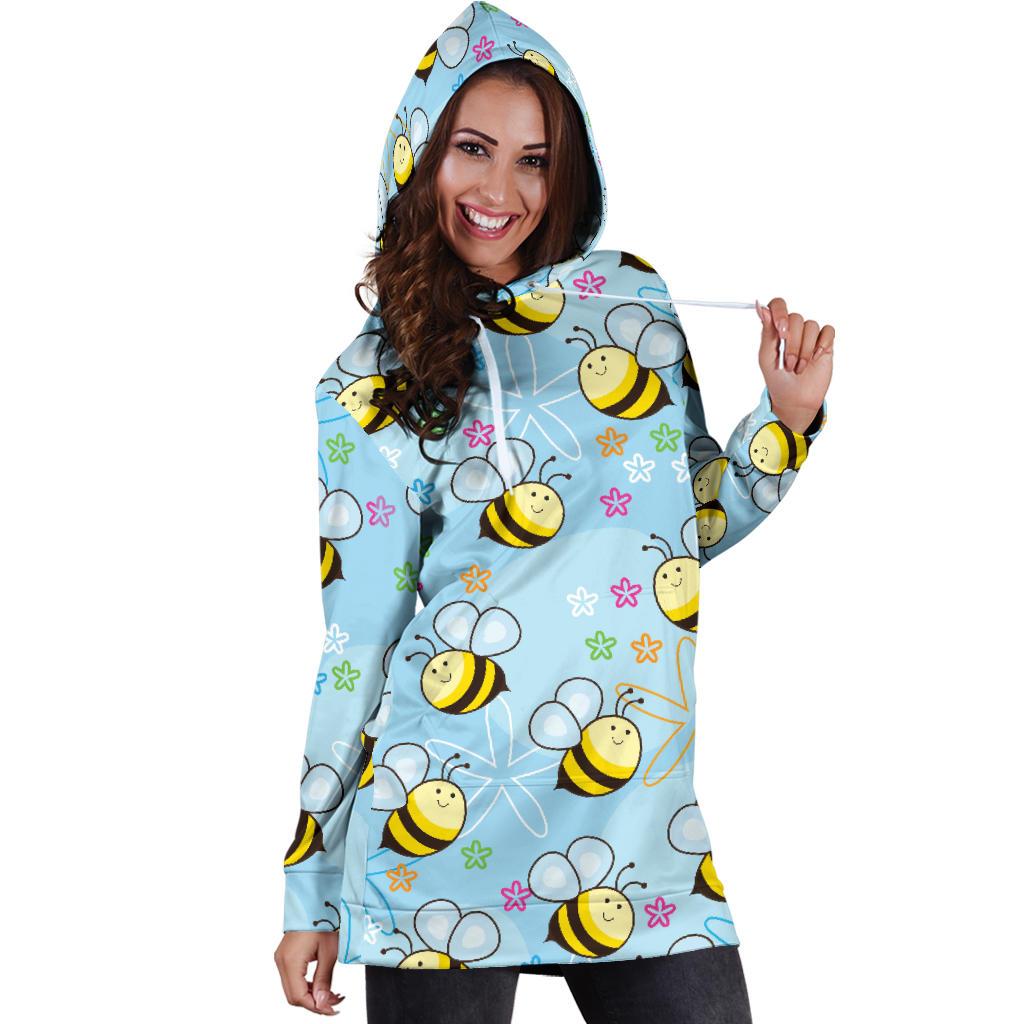 Bee Pattern Print Design BEE03 Women Hoodie Dress
