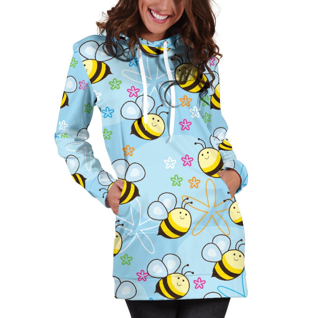 Bee Pattern Print Design BEE03 Women Hoodie Dress
