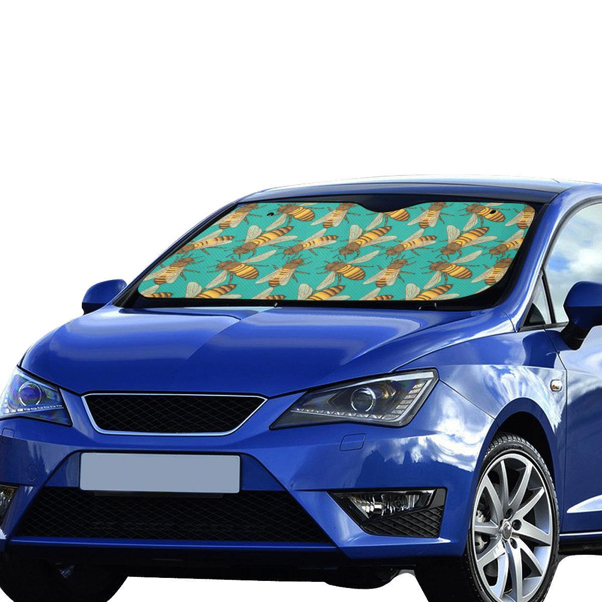 Bee Pattern Print Design BEE04 Car Sun Shade-JorJune