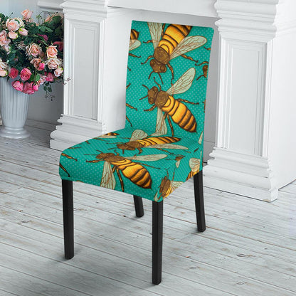 Bee Pattern Print Design BEE04 Dining Chair Slipcover-JORJUNE.COM