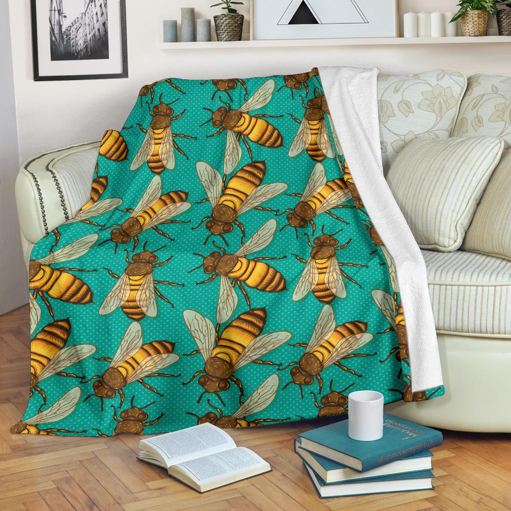 Bee Pattern Print Design BEE04 Fleece Blankete