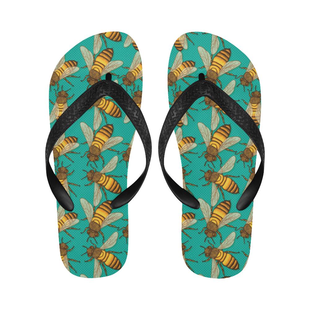 Bee Pattern Print Design BEE04 Flip Flops-JorJune