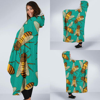 Bee Pattern Print Design BEE04 Hooded Blanket-JORJUNE.COM