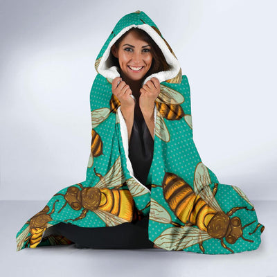 Bee Pattern Print Design BEE04 Hooded Blanket-JORJUNE.COM