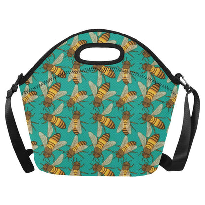 Bee Pattern Print Design BEE04 Neoprene Lunch Bag-JorJune