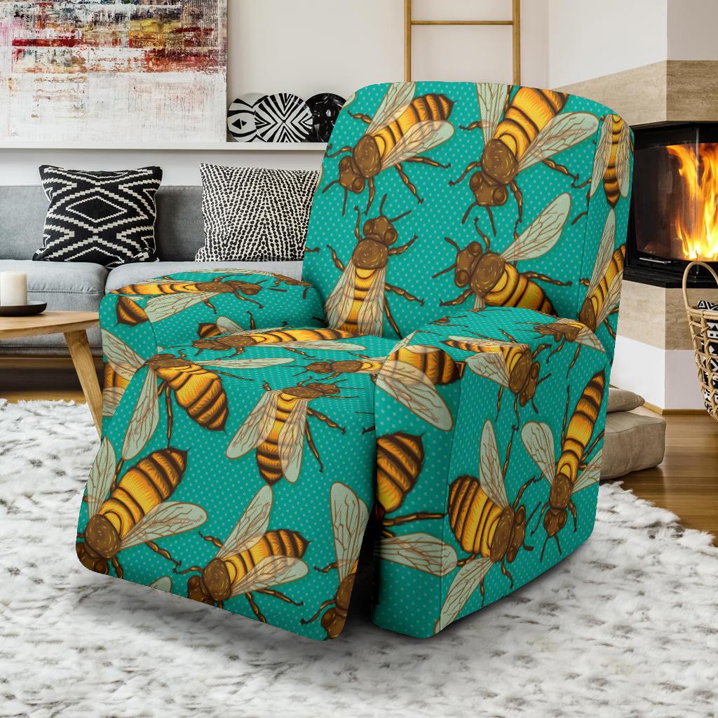Bee Pattern Print Design BEE04 Recliner Slipcover-JORJUNE.COM