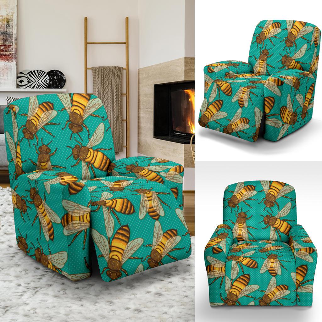 Bee Pattern Print Design BEE04 Recliner Slipcover-JORJUNE.COM