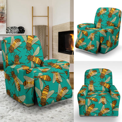 Bee Pattern Print Design BEE04 Recliner Slipcover-JORJUNE.COM