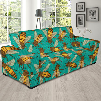 Bee Pattern Print Design BEE04 Sofa Slipcover-JORJUNE.COM
